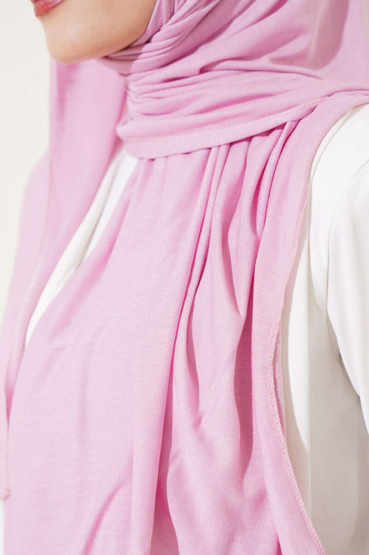 Châle rose en coton peigné basique