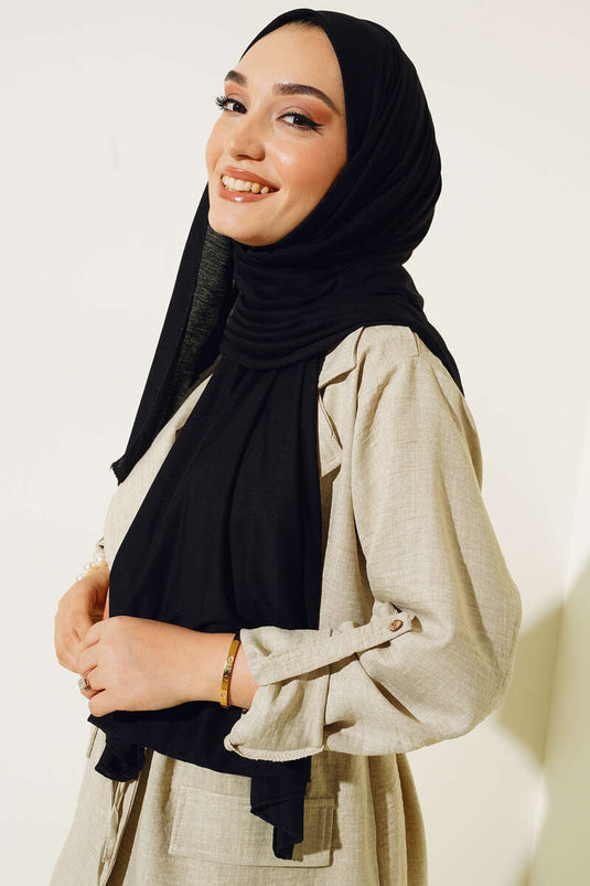 Châle noir basique en coton peigné