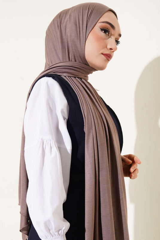 Châle en coton peigné basique, couleur café au lait