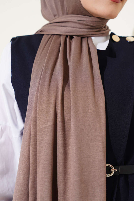 Châle en coton peigné basique, couleur café au lait
