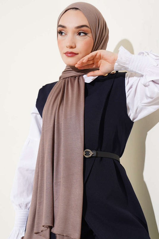 Châle en coton peigné basique, couleur café au lait