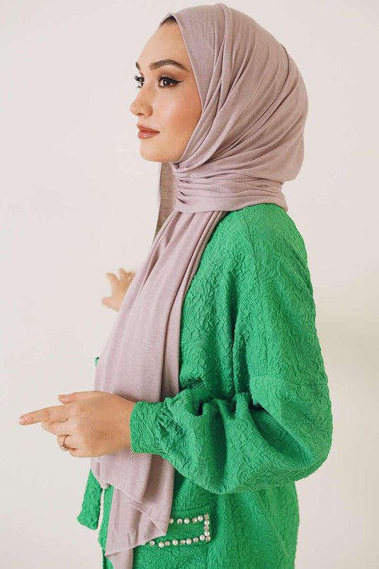 Châle en coton peigné basique couleur vison