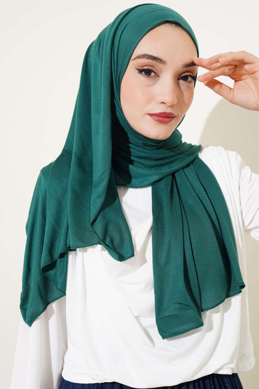 Châle basique en coton peigné émeraude