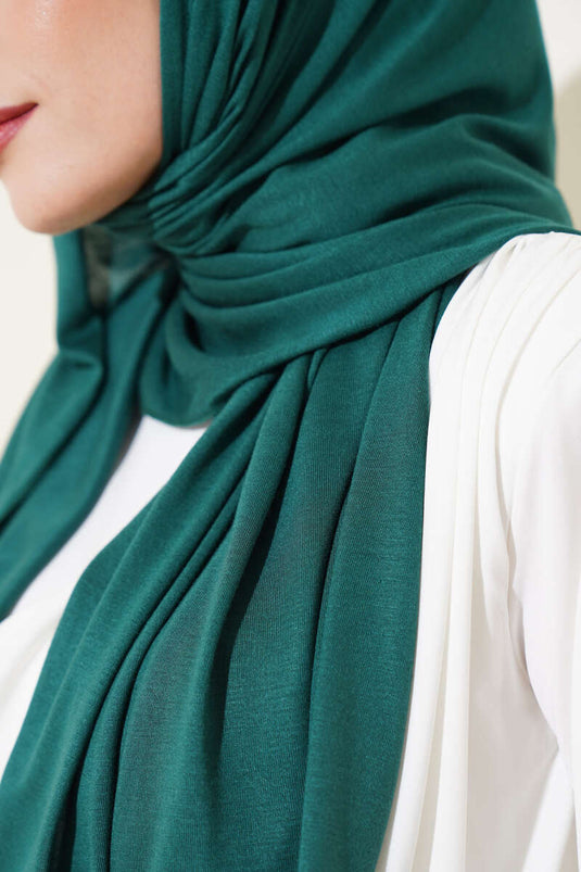 Châle basique en coton peigné émeraude