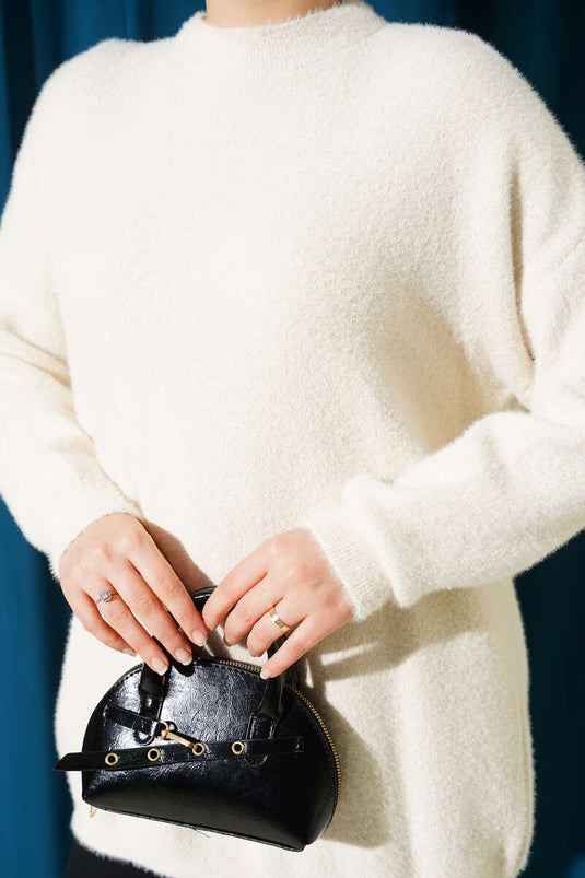 Basic Soft and Flauschige Stricktunika Beige