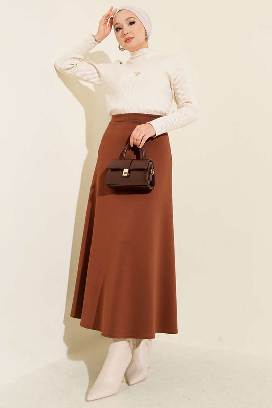 Basic Scuba Skirt Brown
