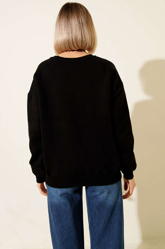 Sudadera corta básica de tres hilos negra