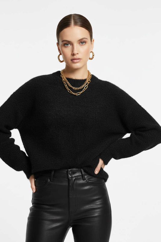 Pull basique doux pour barbe noir