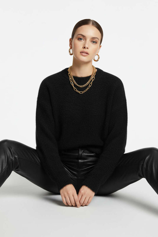 Pull basique doux pour barbe noir