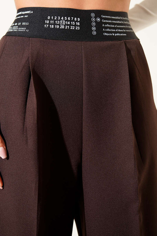 Printed Elastic Waist Palazzo Pants Brown