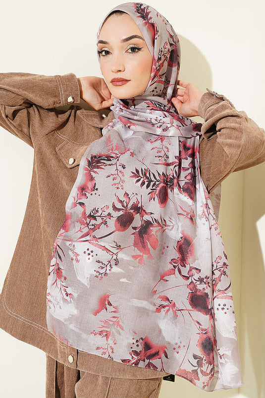 Beige Bloemenpatroon Sjaal