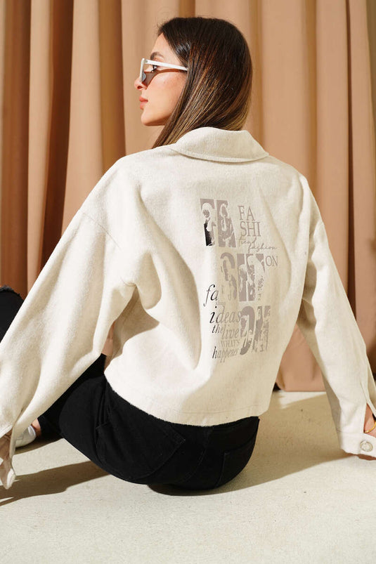 Veste courte imprimée en cachemire couleur pierre