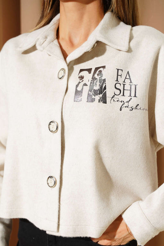 جاكيت قصير من الكشمير مطبوع عليه لون حجري