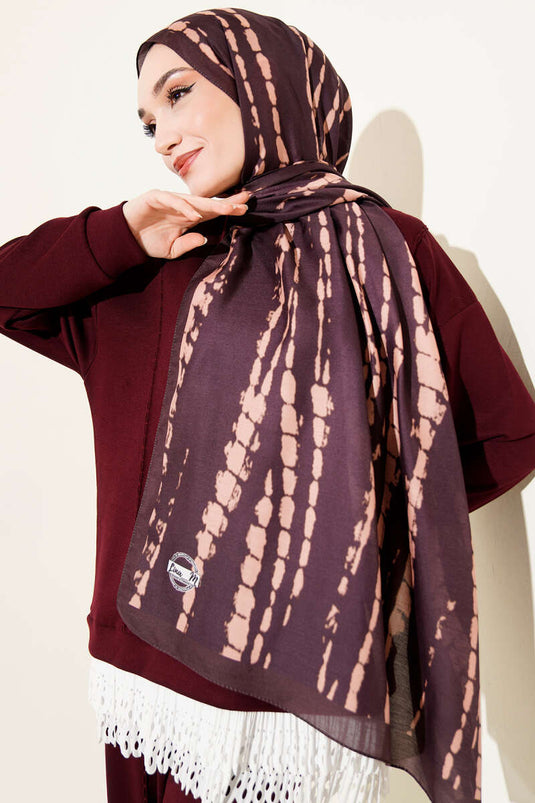 Batik Akış Çizgili Soft Şal Acı Kahve