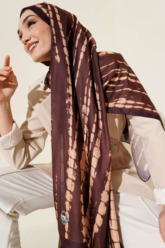Batik Akış Çizgili Soft Şal Kahve