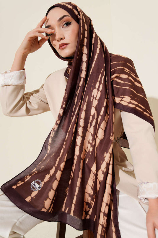 Batik Akış Çizgili Soft Şal Kahve