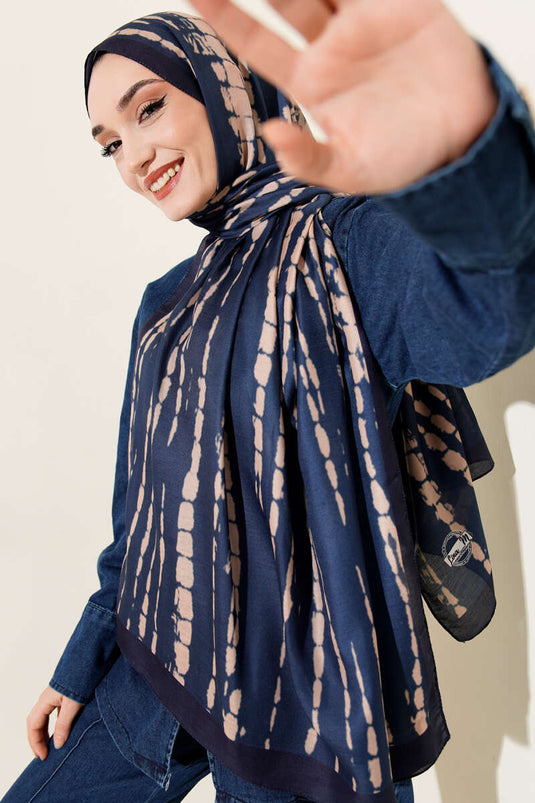 Batik Akış Çizgili Soft Şal Lacivert