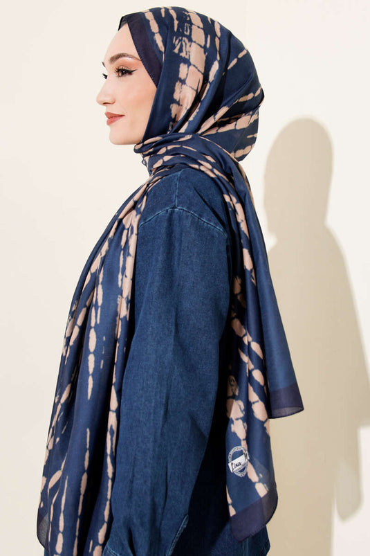 Batik Akış Çizgili Soft Şal Lacivert