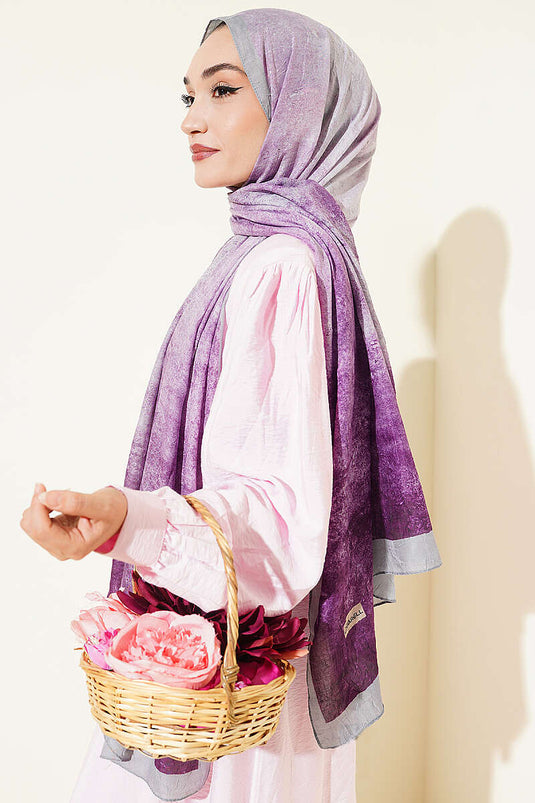 Batik Degrade Bambu Kraş Şal Eflatun