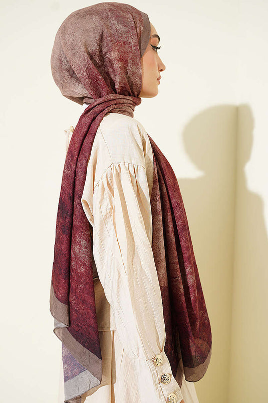 Batik Degrade Bambu Kraş Şal Vişne