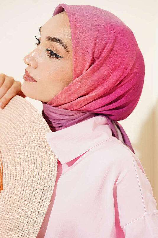 Batik Desen Bambu Kraş Eşarp Eflatun
