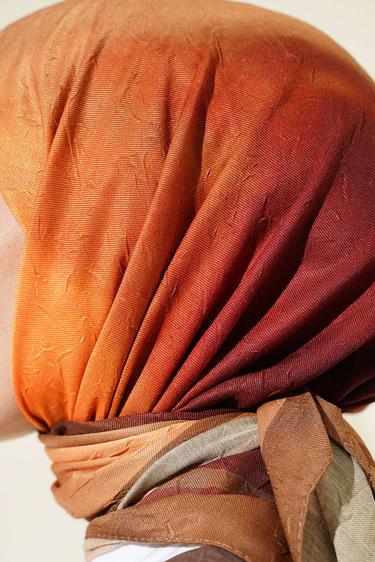 Batik Desen Bambu Kraş Eşarp Hardal