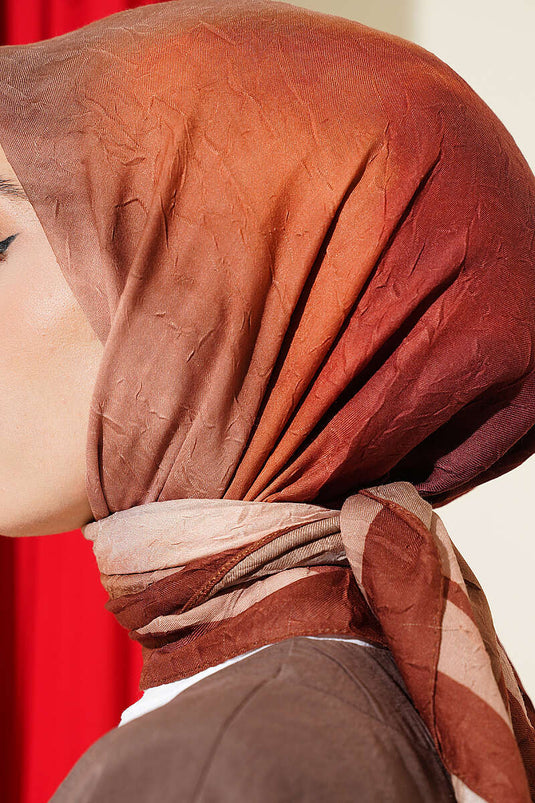 Batik Desen Bambu Kraş Eşarp Kahve