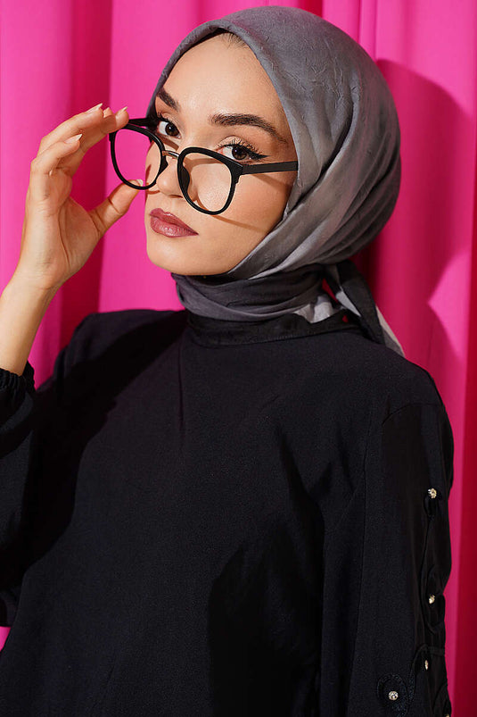 Batik Desen Bambu Kraş Eşarp Siyah