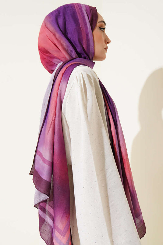 Batik Pattern Bamboo Crash Shawl, Plum