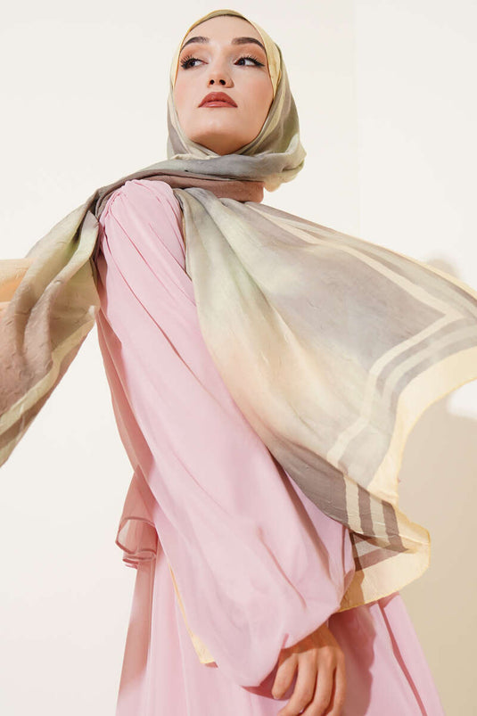 Batik Desen Bambu Kraş Şal Sarı