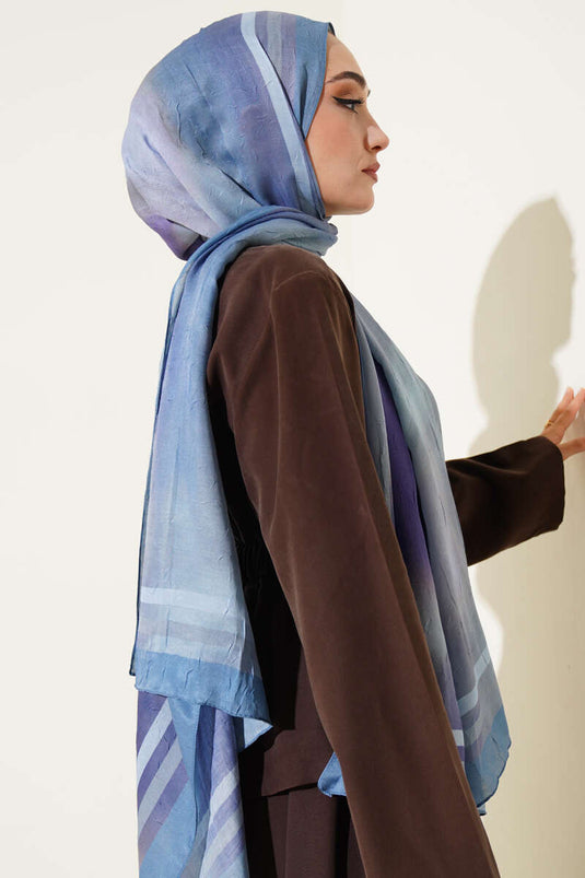 Batik Pattern Bamboo Crash Scarf Soft Blue