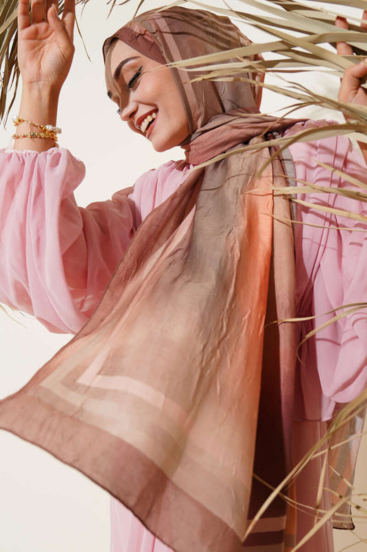 Batik Desen Bambu Kraş Şal Taba