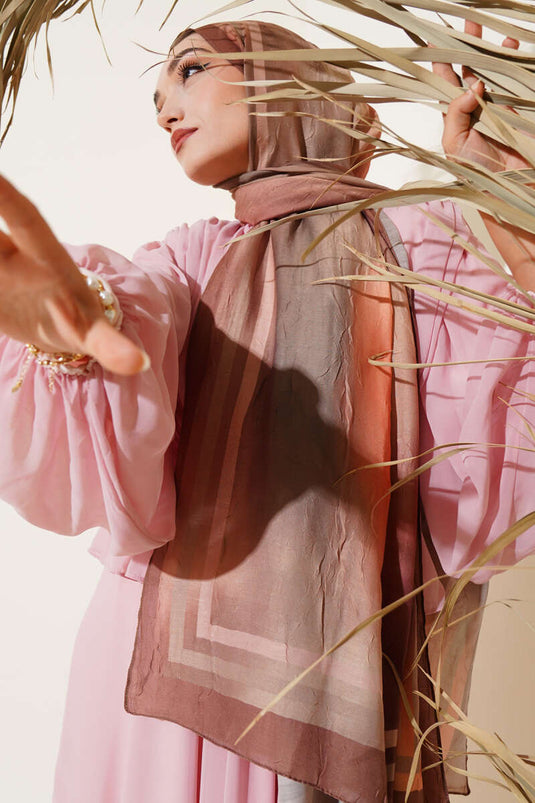 Batik Desen Bambu Kraş Şal Taba