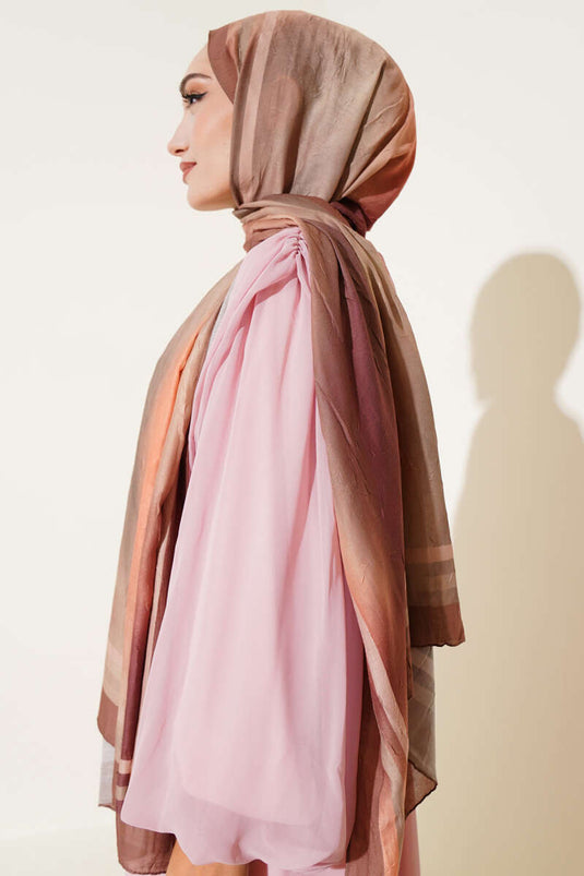 Batik Desen Bambu Kraş Şal Taba