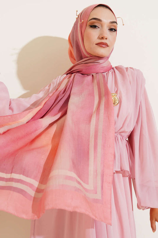 Batik Pattern Bamboo Crash Shawl, Baby Pink