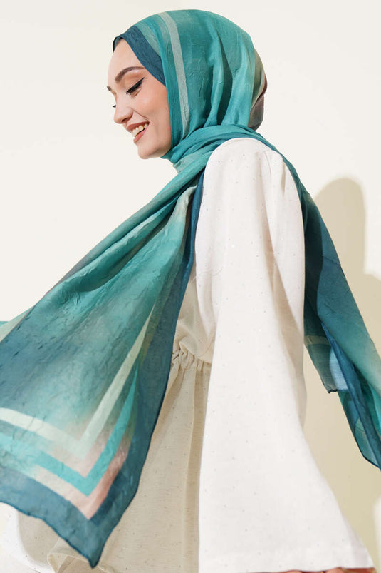 Batik Pattern Bamboo Crash Shawl Emerald