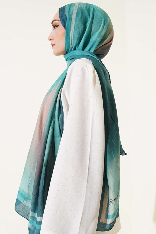 Batik Pattern Bamboo Crash Shawl Emerald