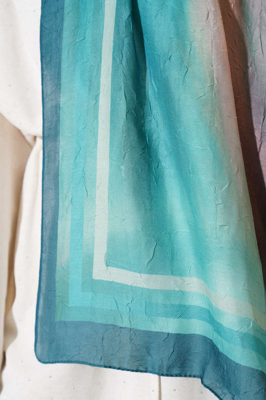 Batik Pattern Bamboo Crash Shawl Emerald