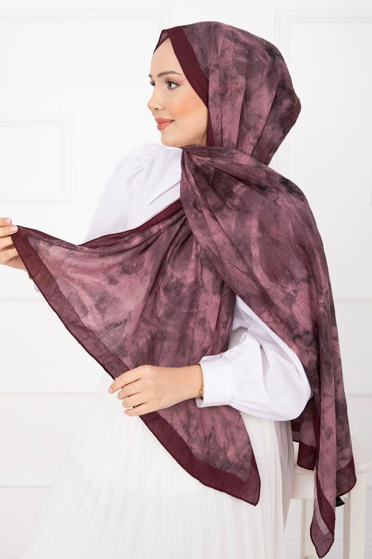 Série d'écharpes en bambou à motif batik Bordeaux