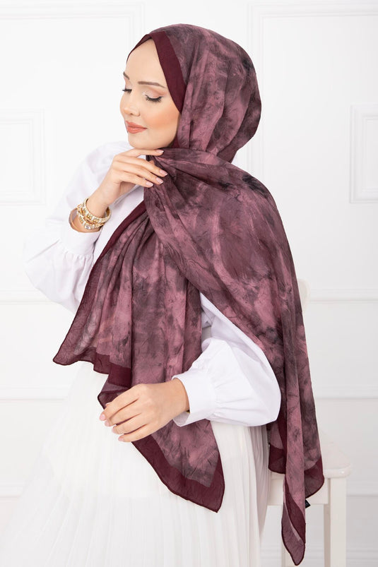 Série d'écharpes en bambou à motif batik Bordeaux