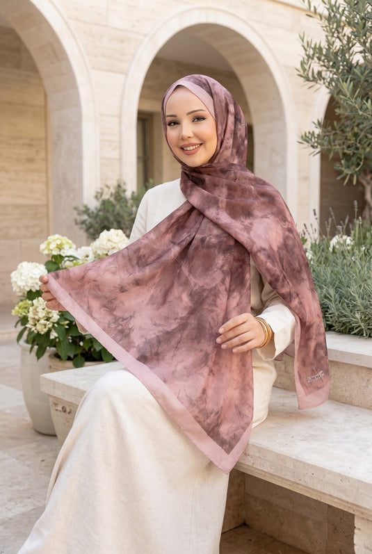 سلسلة شال باتيك بنقشة الخيزران بلون وردي جوري