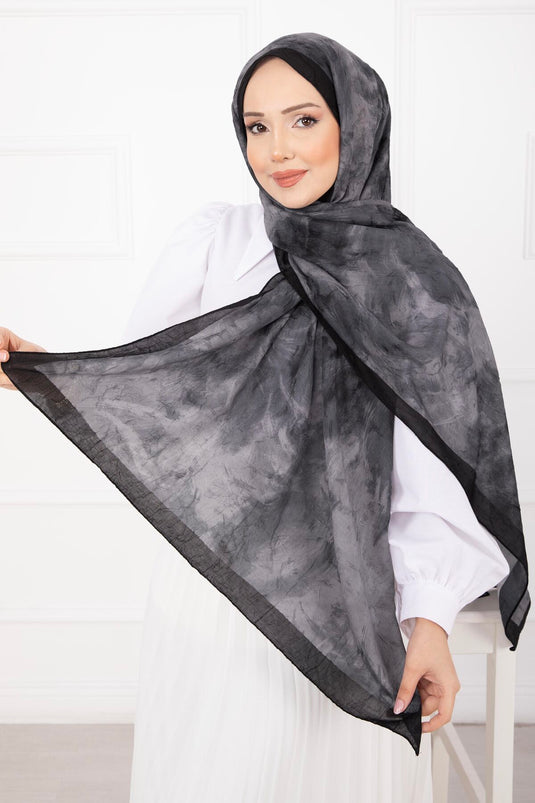 Série d'écharpes en bambou à motif batik noir