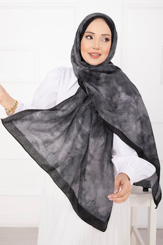 Série d'écharpes en bambou à motif batik noir