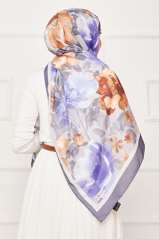 Batik Pattern Floral Hijab Shawl Smoke Color