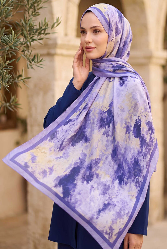 Collection De Foulards À Motif Batik Violet