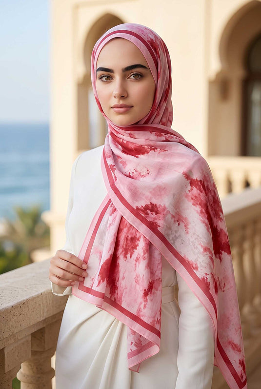 Collection De Foulards À Motif Batik Rose