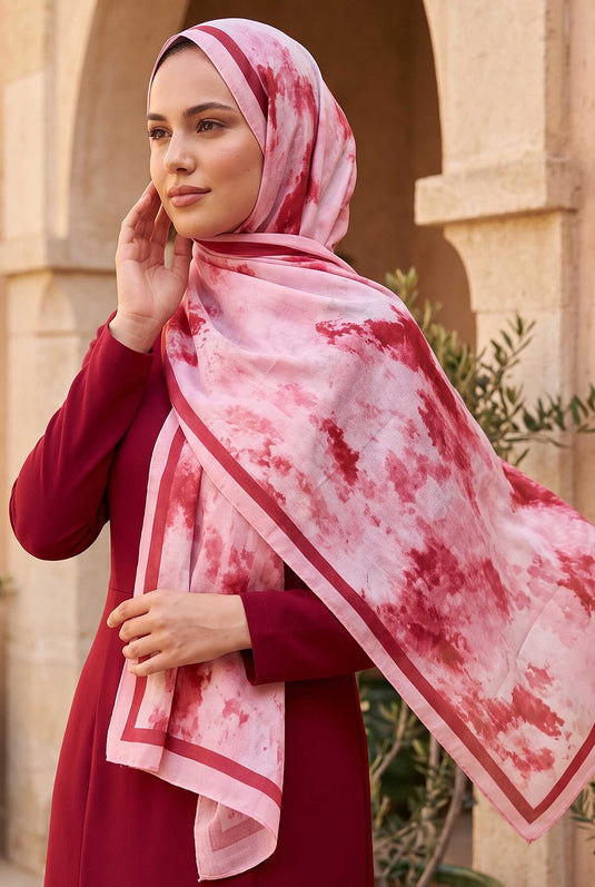 Collection De Foulards À Motif Batik Rose