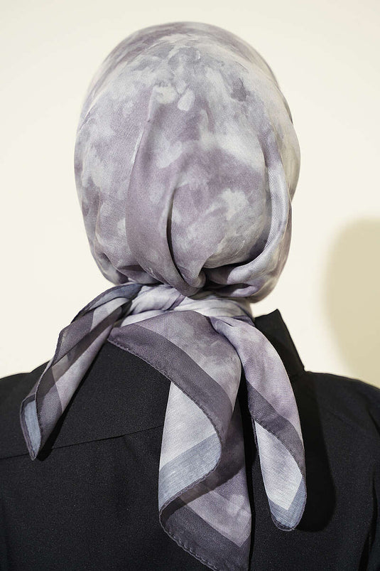 Écharpe Douce À Motifs Batik Gris