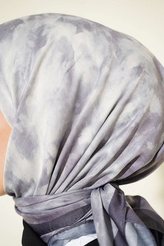 Écharpe Douce À Motifs Batik Gris