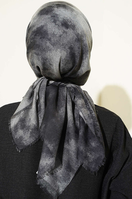 Sciarpa Serie Kraş Con Motivo Batik Morbido Nero